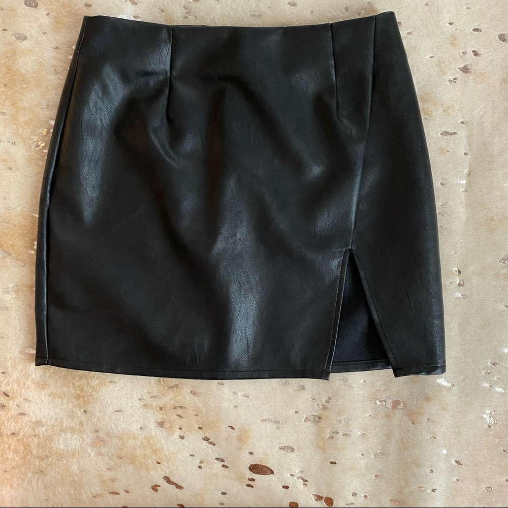 Superdown Faux Leather Mini Skirt in Black